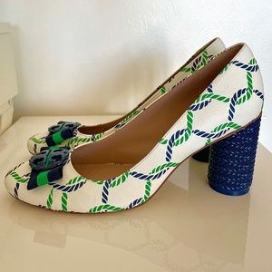 Tory Burch 38724 Isle Ropes/Navy Sea - 120 Maritime 85mm Pump Size 11